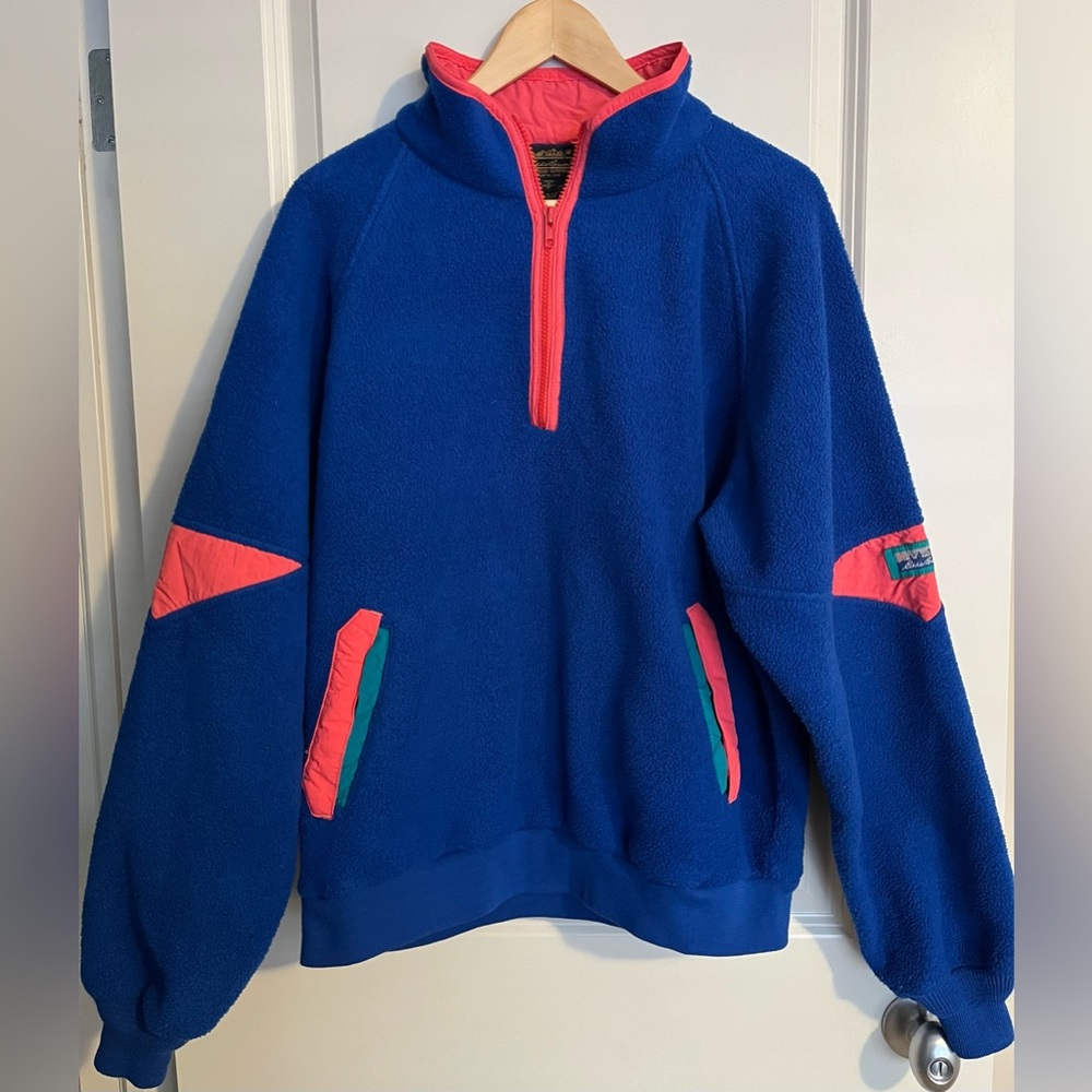 Eddie Bauer Vintage Blue Pullover Fleece Men’s Size Medium